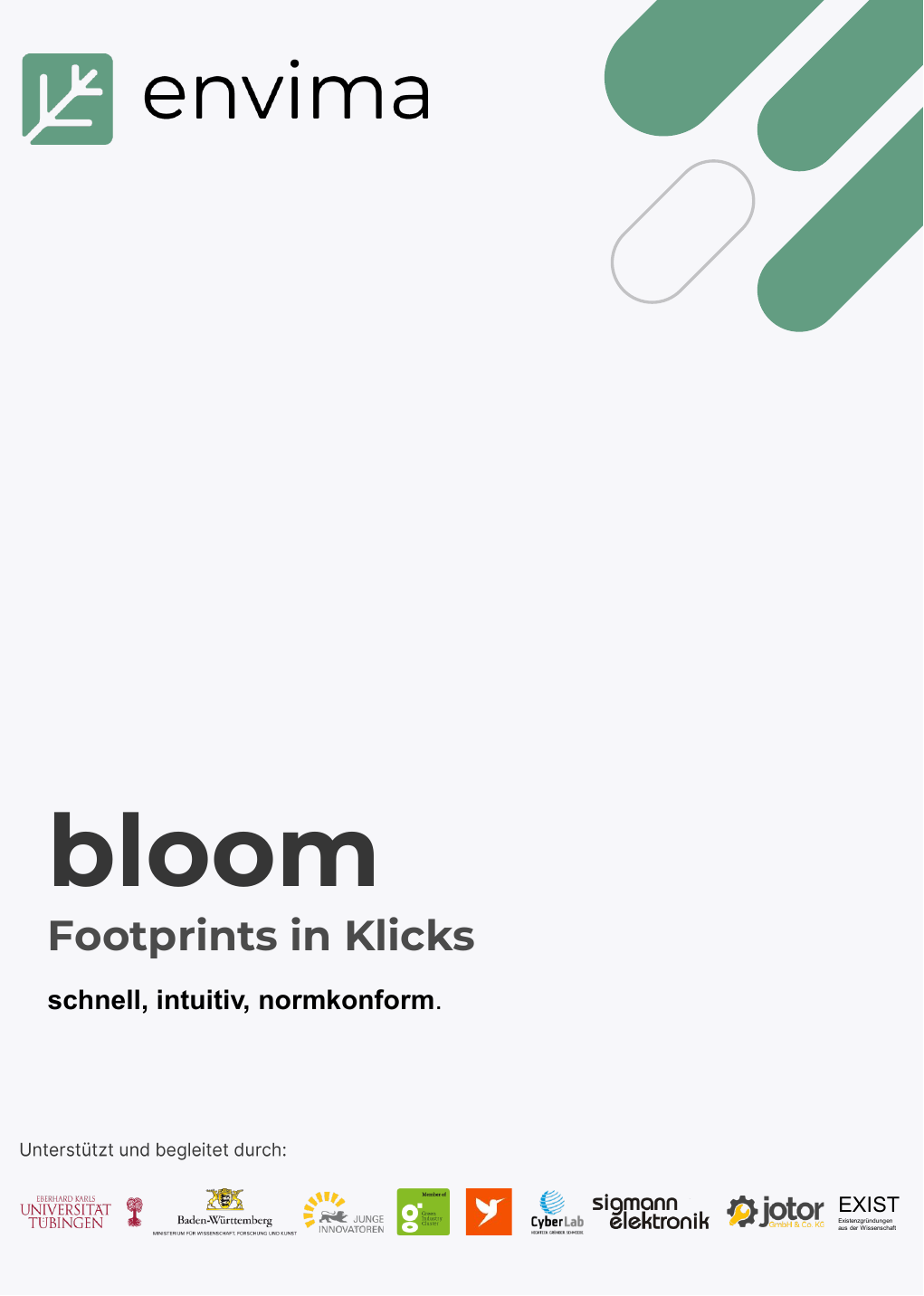 Titelblatt der bloom Produktbroschüre - Footprints in Klicks